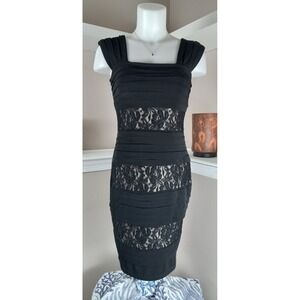 CAROLE LITTLE‎ Black  Stretch Short Lace  Dress Size 6